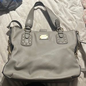 Large Michael Kors purse, grey with gold accents